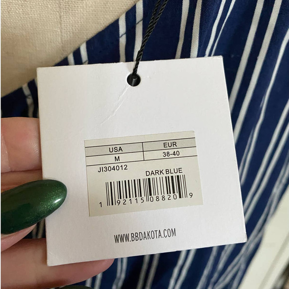 Jack by BB Dakota Vertical Stripe‎ One Shoulder Choker Blouse - Picture 8 of 13